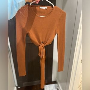 LUSH long sleeve cropped tie top